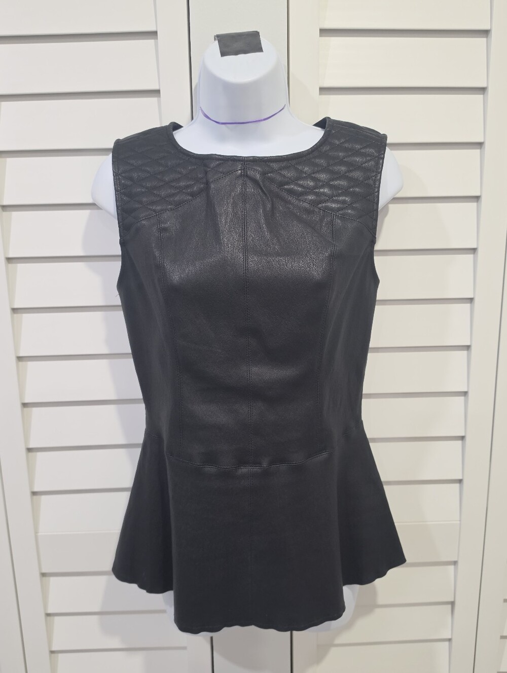 DL1961 Lamb Leather Sleeveless Peplum Top - Zip back w Mesh Detail Sz. M - NWOT
